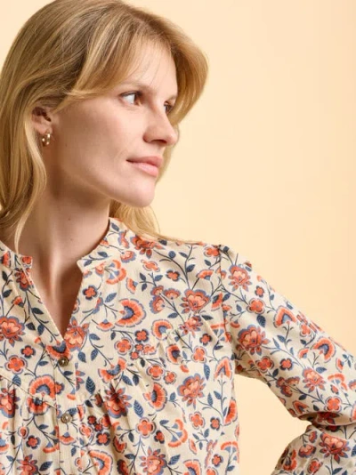 Brakeburn Lindsay Long Sleeve V-neck Shirt In Brown