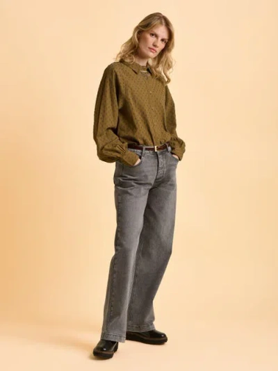 Brakeburn Julia Balloon Sleeve Loose Fit Shirt In Brown