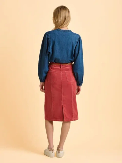 Brakeburn Auri Long Sleeve Round Neck Denim Shirt In Blue