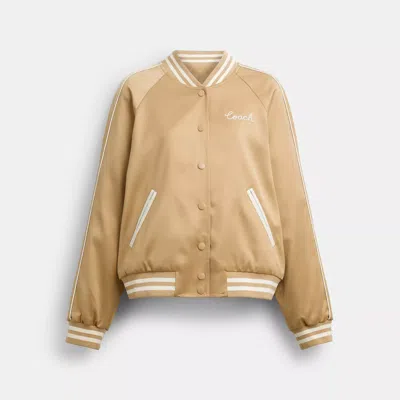 Coach Reversible Signature Souvenir Varsity Jacket In Sand