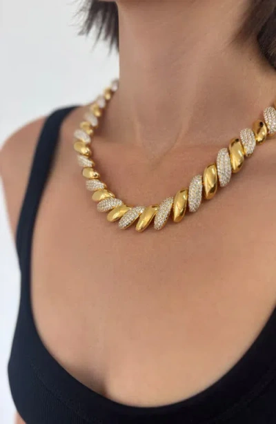 St. Moran Pavé Twist Necklace In Gold