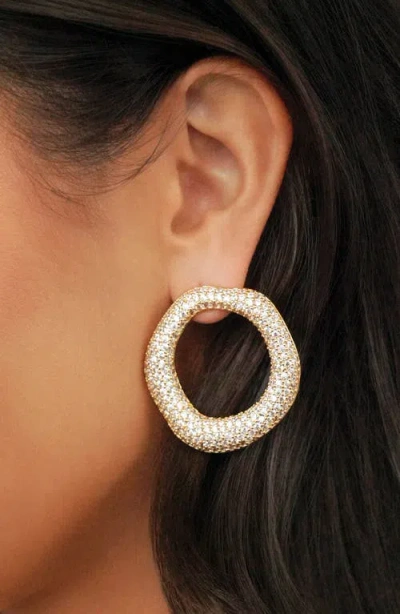 Ettika Pave Open Circle Drop Earrings In Gold