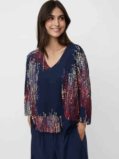 Masai Copenhagen Mabenika 3/4 Sleeve V-neck Blouse In Blue