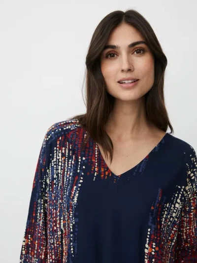 Masai Copenhagen Mabenika 3/4 Sleeve V-neck Blouse In Blue