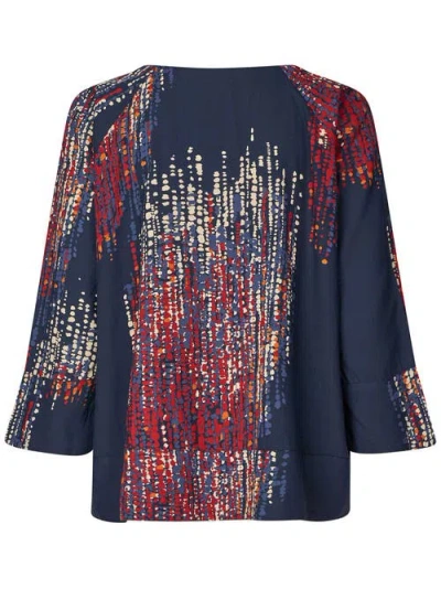 Masai Copenhagen Mabenika 3/4 Sleeve V-neck Blouse In Blue