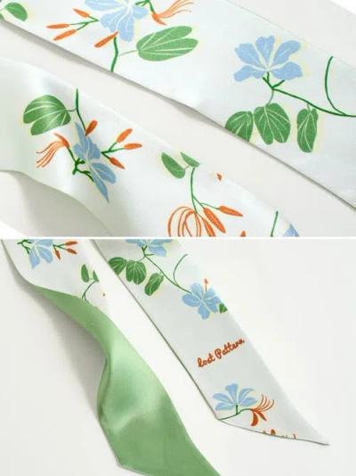 Lost Pattern Nyc "jasmine Tea" Silk Skinny Scarf In Green