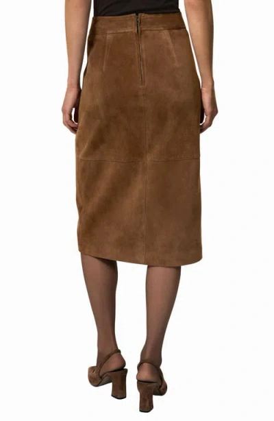 Reiss Women's Suede Straight-fit Midi Skirt In Brown