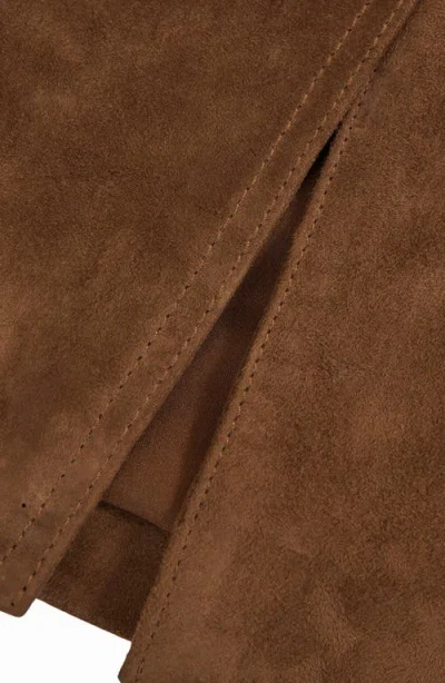 Reiss Women's Suede Straight-fit Midi Skirt In Brown