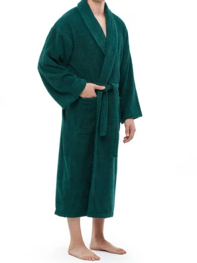 Arus Shawl Collar Turkish Terry Cotton Bathrobe For Men In Green