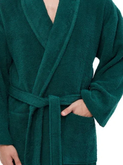 Arus Shawl Collar Turkish Terry Cotton Bathrobe For Men In Green