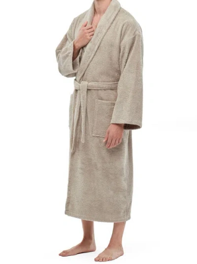 Arus Shawl Collar Turkish Terry Cotton Bathrobe For Men In Gray