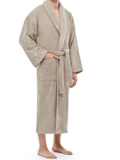 Arus Shawl Collar Turkish Terry Cotton Bathrobe For Men In Gray