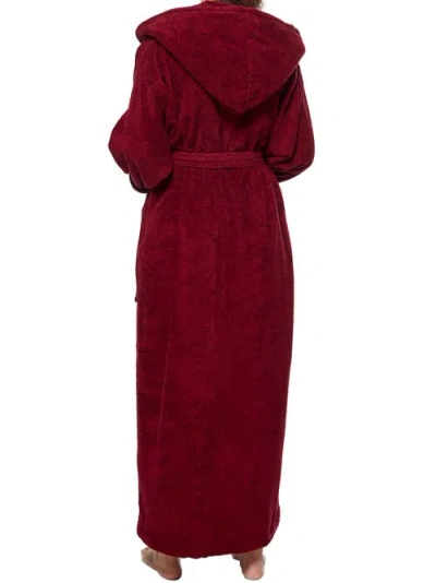 Arus Women's Hooded Full Ankle Length Premium Fleece Bathrobe In Burgundy