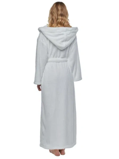 Arus Womens Long Fleece Robe With Hood In White