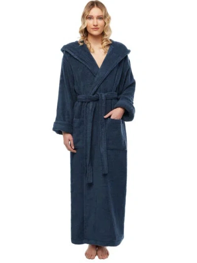 Arus Softy Womens Ankle Length Long Cotton Robe In Blue
