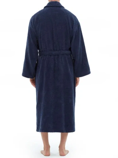 Arus Shawl Collar Turkish Terry Cotton Bathrobe For Men In Blue
