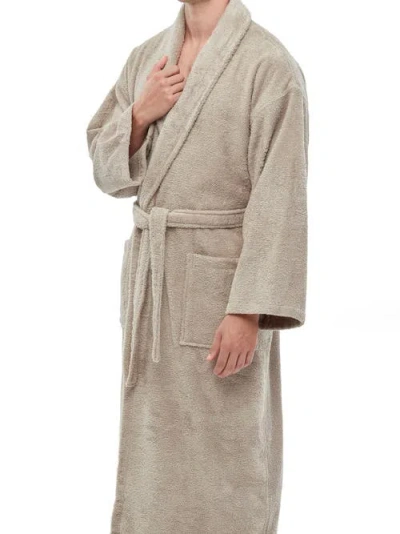 Arus Mens Classic Shawl Collar Ankle Length Terry Bathrobe In Brown