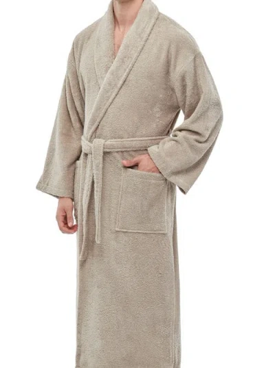 Arus Mens Classic Shawl Collar Ankle Length Terry Bathrobe In Brown