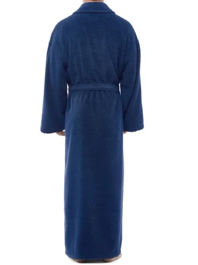 Arus Mens Classic Shawl Collar Ankle Length Terry Bathrobe In Blue