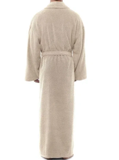 Arus Mens Classic Shawl Collar Ankle Length Terry Bathrobe In Brown