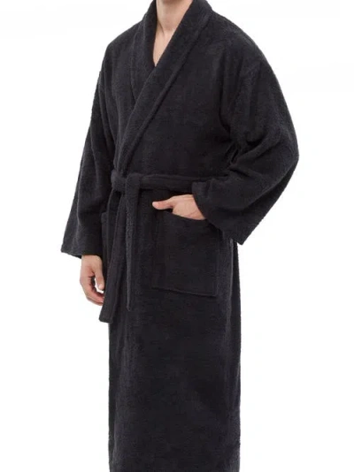 Arus Mens Classic Shawl Collar Ankle Length Terry Bathrobe In Black