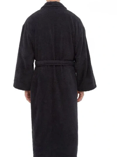 Arus Mens Classic Shawl Collar Ankle Length Terry Bathrobe In Black