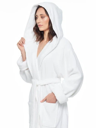 Arus Womens Gots Certified Oganic Cotton Long Hooded Robe In White