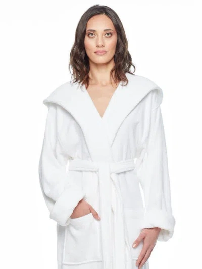 Arus Womens Gots Certified Oganic Cotton Long Hooded Robe In White