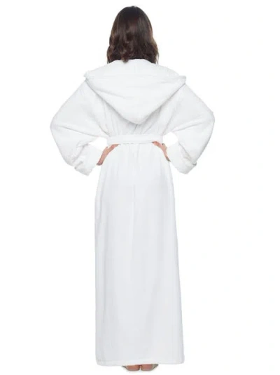 Arus Womens Gots Certified Oganic Cotton Long Hooded Robe In White