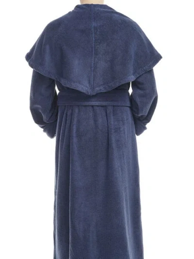 Arus Monk Style Full Length Long Terry Cotton Bathrobe In Blue