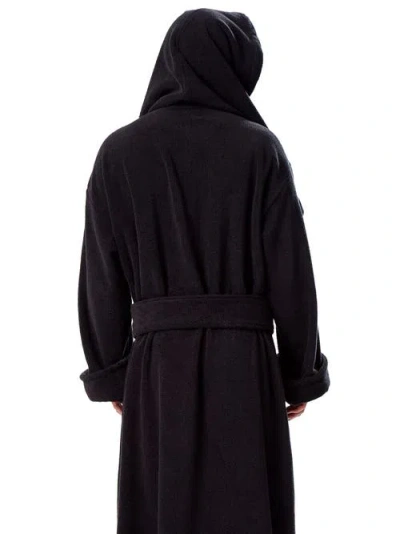 Arus Monk Style Full Length Long Terry Cotton Bathrobe In Black
