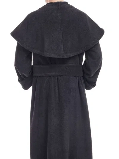 Arus Monk Style Full Length Long Terry Cotton Bathrobe In Black
