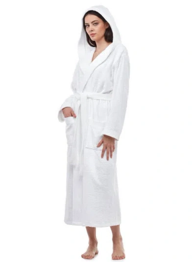 Arus Paradise Womens Hooded Cotton Bath Robe In White