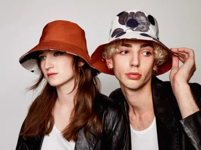 Lost Pattern Nyc "noir Floral" Reversible  Bucket Hat In Neutral