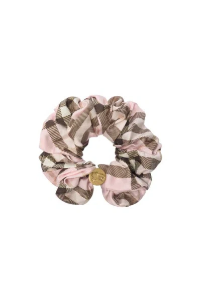 Burberry Check Silk Scrunchie In Pink