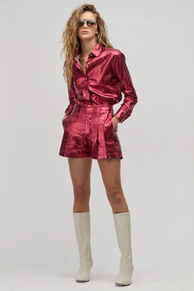 Lanhtropy San Marino Metallic Linen Shirt In Red