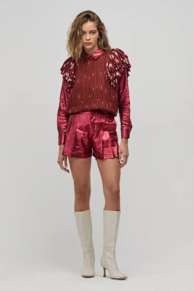 Lanhtropy San Marino Metallic Linen Shirt In Red