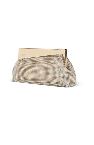Jewel Badgley Mischka Ivy Asymmetrical Crystal Pouch Clutch In Neutral