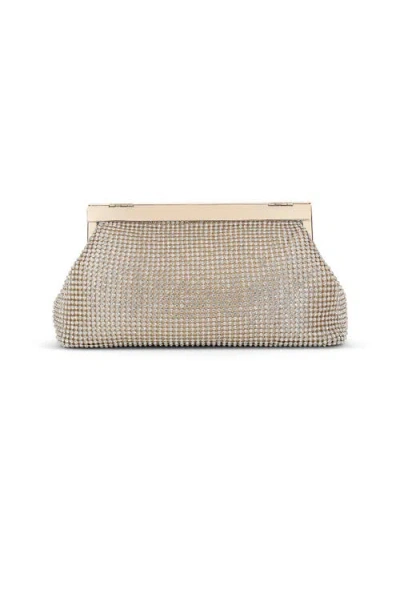 Jewel Badgley Mischka Ivy Asymmetrical Crystal Pouch Clutch In Neutral