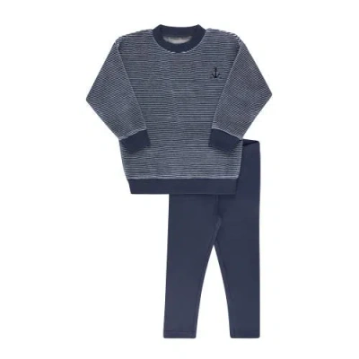 Ely's & Co. Velour Stripe Collection In Blue