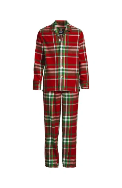 Lands' End Flannel Pajama Set In Red