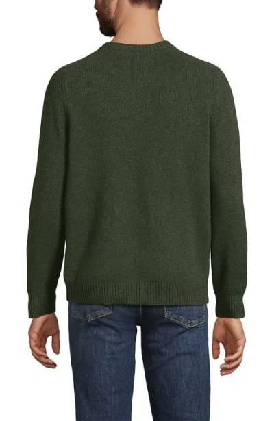Lands' End Long Sleeve Lambswool Crewneck Sweater In Green