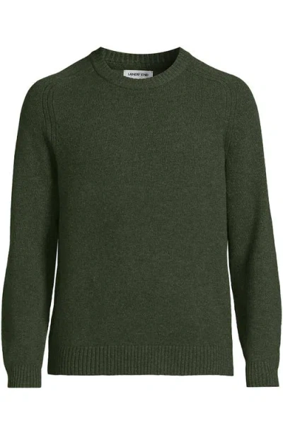 Lands' End Long Sleeve Lambswool Crewneck Sweater In Green