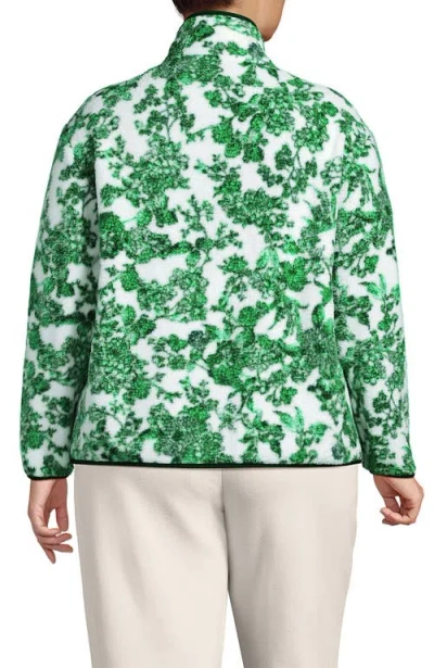 Lands' End Plus Size Print Half Zip Cozy High Pile Fleece Pullover In Green