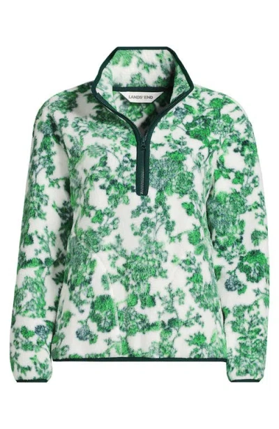Lands' End Plus Size Print Half Zip Cozy High Pile Fleece Pullover In Green