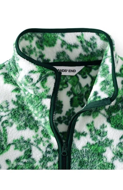 Lands' End Plus Size Print Half Zip Cozy High Pile Fleece Pullover In Green