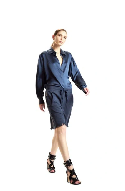 Cynthia Rowley Tuxedo Stripe Shorts In Blue