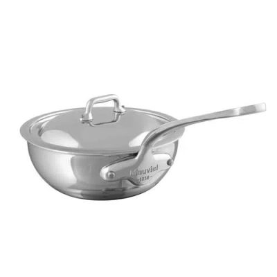 Mauviel M'cook 1.1 Qt. Stainless Steel Curved Splayed Saute Pan With Lid In Metallic