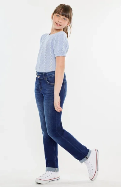 Kancan Milly Mid Rise Straight Jeans In Blue