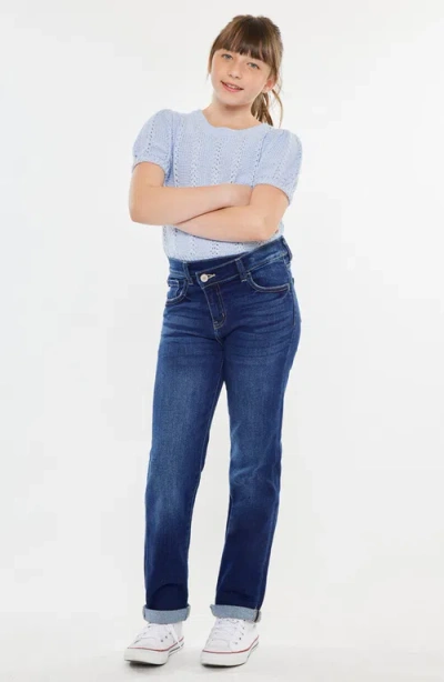 Kancan Milly Mid Rise Straight Jeans In Blue
